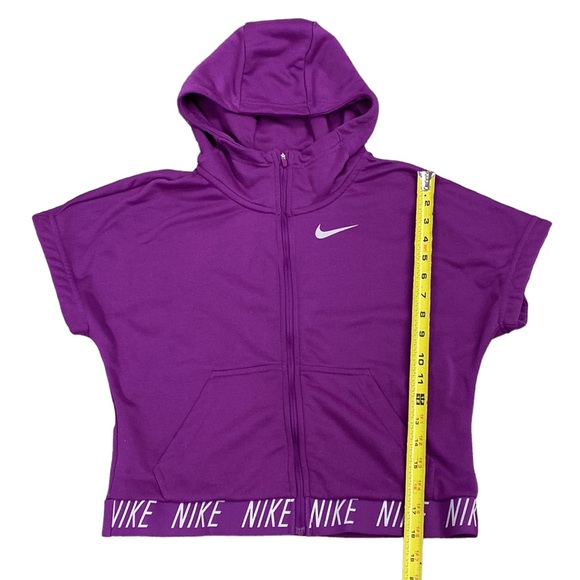 Nike Dri Fit Studio Short Sleeve Sweatshirt Full Zip, Purple - Picture 7 of 7